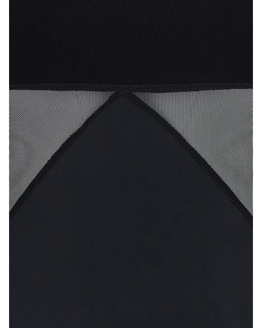 Rick Owens Black Long Dress With Boat Neckline And Geometric Seams In