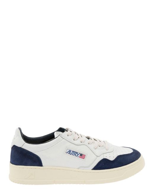 Autry Blue 'Medalist' Low Top Sneakers With Suede Details for men