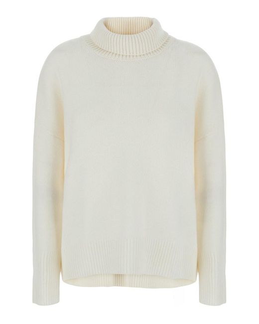 Lisa Yang White Heidi Sweater With V-Neck And Long Sleeves
