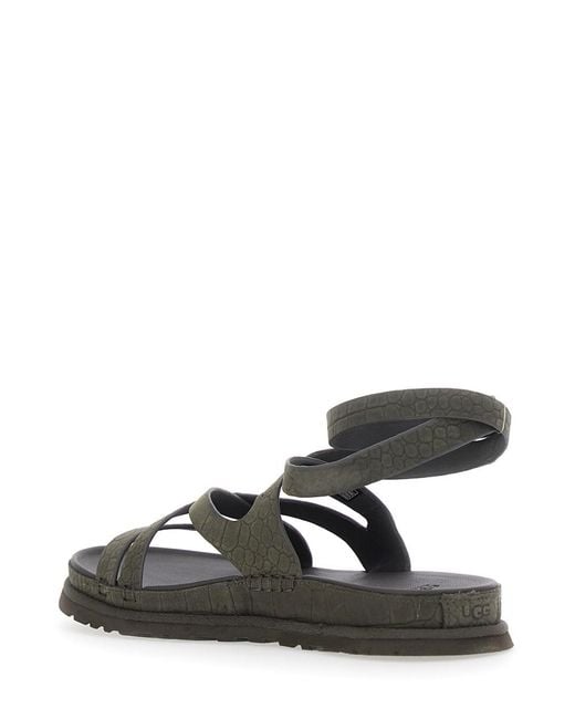 Ugg Black Ankle Strap Sandals Goldengaze Embossed