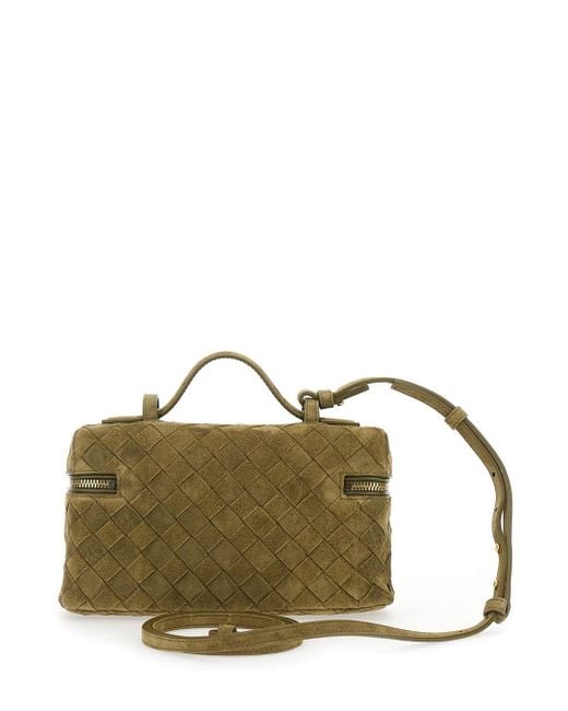 Bottega Veneta Green Vanity Case With Intreccio Motif