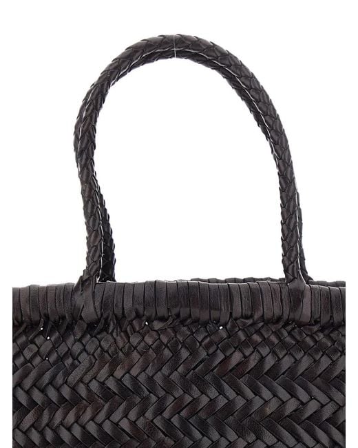 Dragon Diffusion Black Handbag 'Flat Gora' Mini With Two Top Handles And Eco