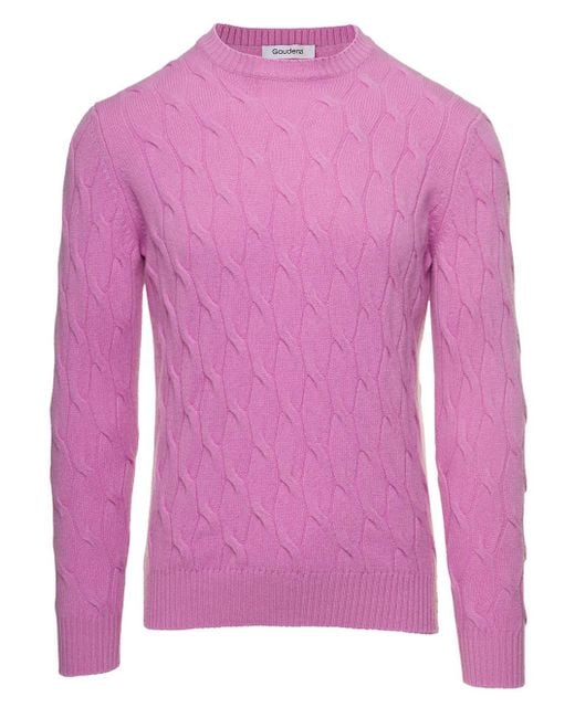 GAUDENZI Pink Sweater With Cable Knit for men