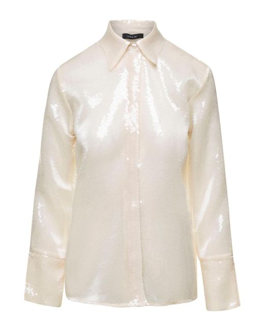 FEDERICA TOSI White Cream Shirt With Sequins All Over