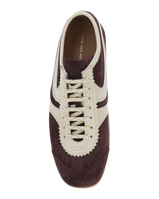 Dries Van Noten Brown Dustin Sneaker With Leather Upper And Rubber So