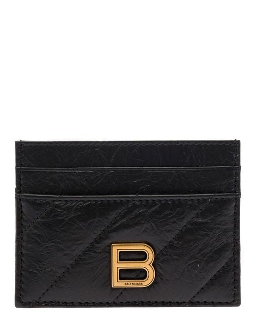Balenciaga Black 'Crush' Card-Holder With B Logo