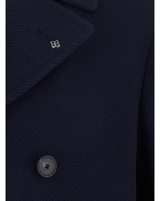 Tagliatore Blue Coat With Button Front Closure for men