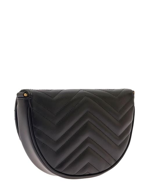 Gucci gg Marmont Brand plaque Leather Cross body Bag in Black Lyst