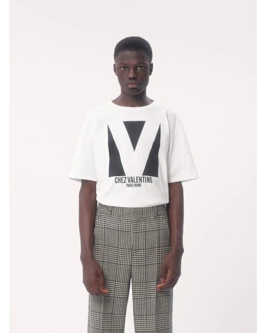 Valentino Gray 'Chez' Crewneck T-Shirt With Maxi Logo Print On The Fr for men