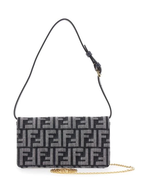 Fendi Crossbody Bag With All-Over Ff Motif And Metallic Ff Plaque On The Front