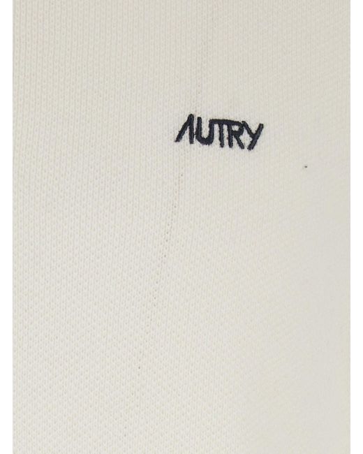 Autry White Logo Shirt Collar Polo for men