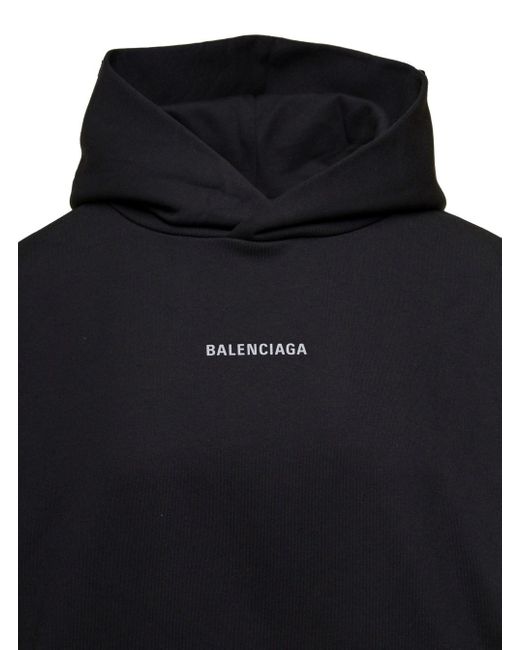 Balenciaga Black Hoodie With Printed Logo