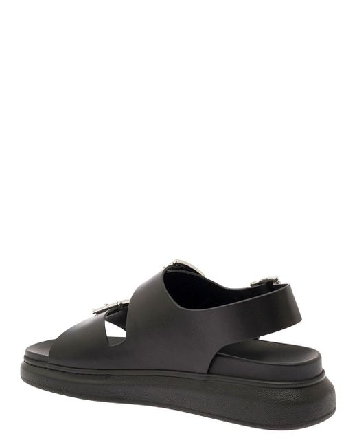 Alexander McQueen Black Slide Sandals With Embossed Logo for men
