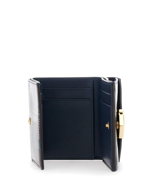 Fendi Blue Wallet With Logo Plate On The Front And All-Over Ff M