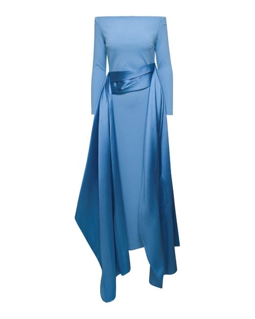 Solace London Blue Light Long Dress With Train