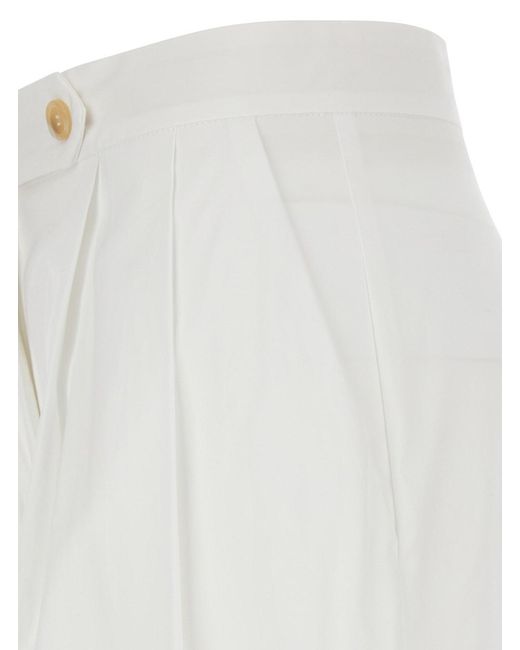 Semicouture White Buddy Pants With Button And Zip Closure