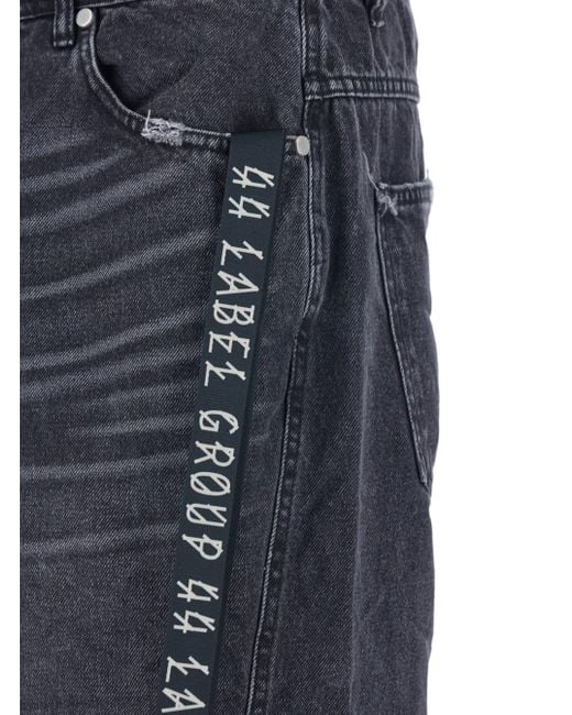 44 Label Group Blue Jeans With Logo Patch On The Rear And Side Strap for men