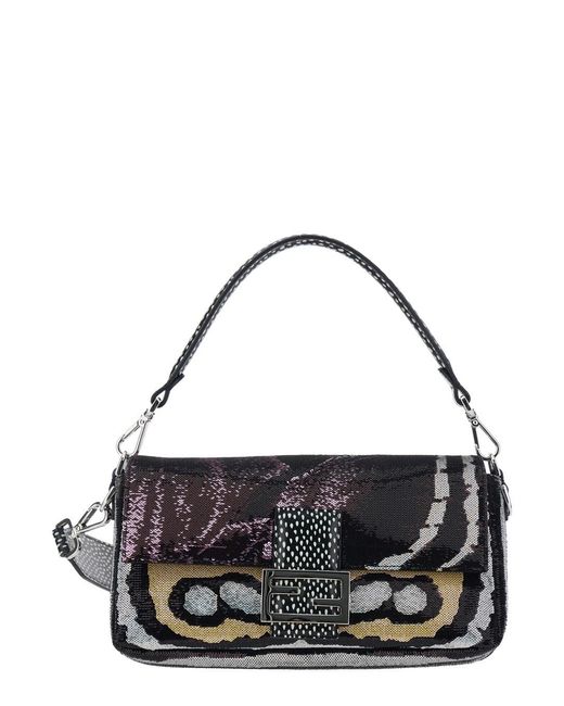 Fendi Metallic 'Baguette' Handbag With Night Butterfly Sequin Embell