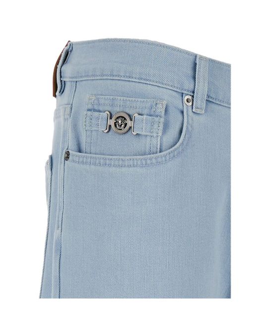 Jeans Skinny Con Patch Logo di Versace in Blue da Uomo