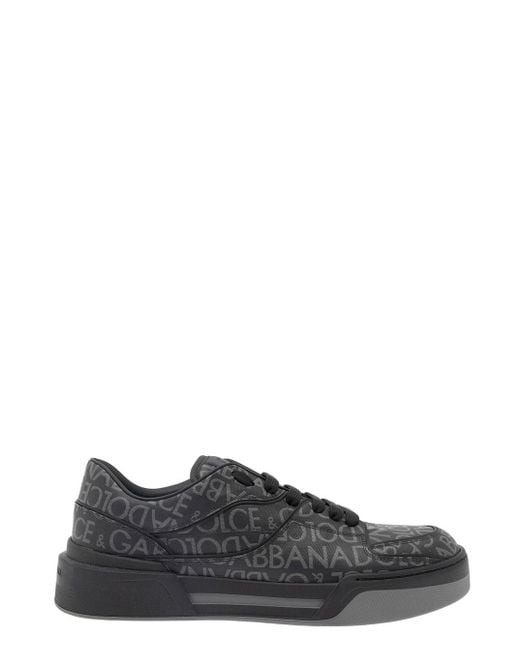 Sneakers portofino in tela stampata di Dolce & Gabbana in Black da Uomo