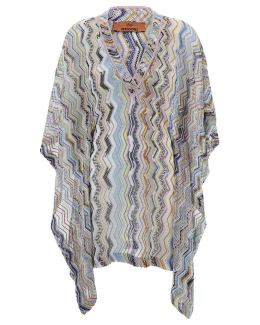Missoni Gray Cover-Up Kaftan With Zigzag Motif