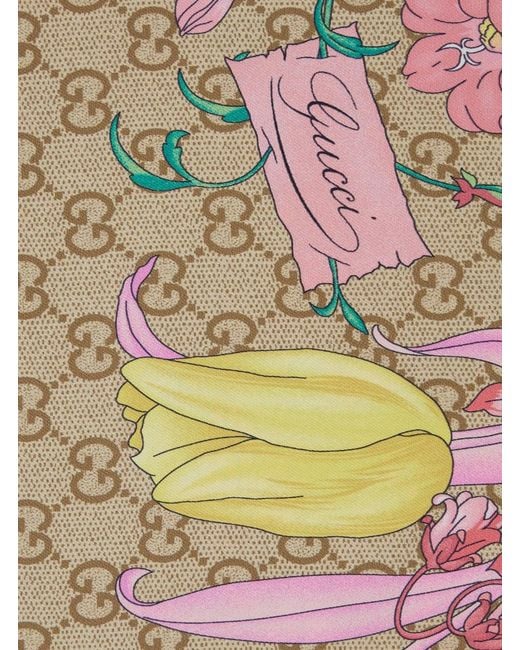 Gucci Pink Silk Twill Scarf