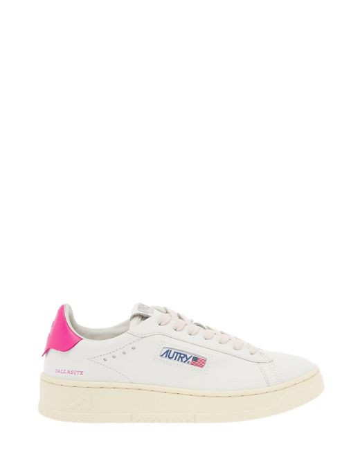 Autry Woman's Dallas And Pink Leather Sneakers in White | Lyst