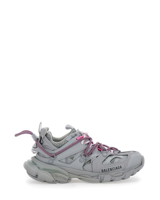 Balenciaga White 'Track Trail Laces' Low Top Sneakers With Embossed Lo