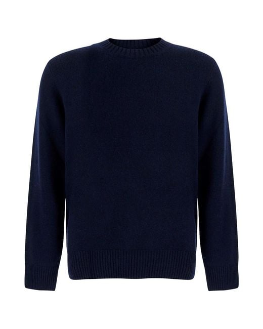 Soft Goat Blue Cashmere Crew Neck Sweater For for men
