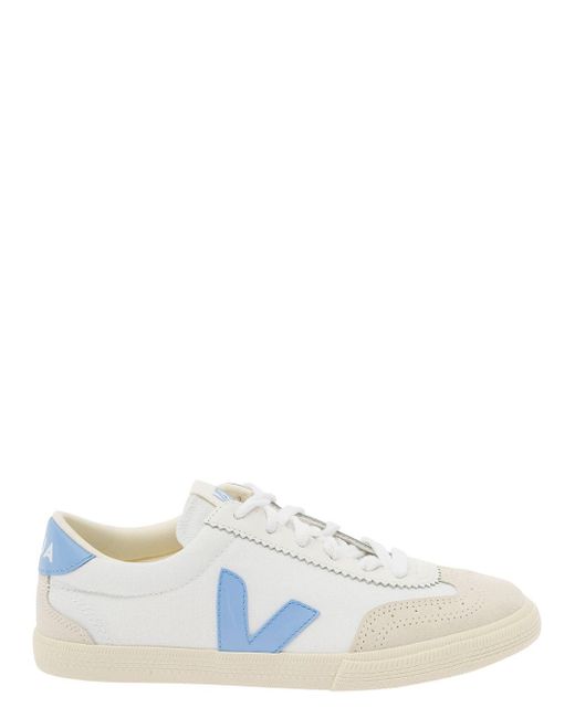 Veja White 'Volley' And Light Low Top Sneakers With V Patch
