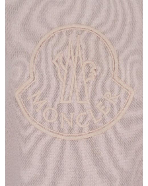 Moncler Pink Crewneck Sweater With Embroidered Logo
