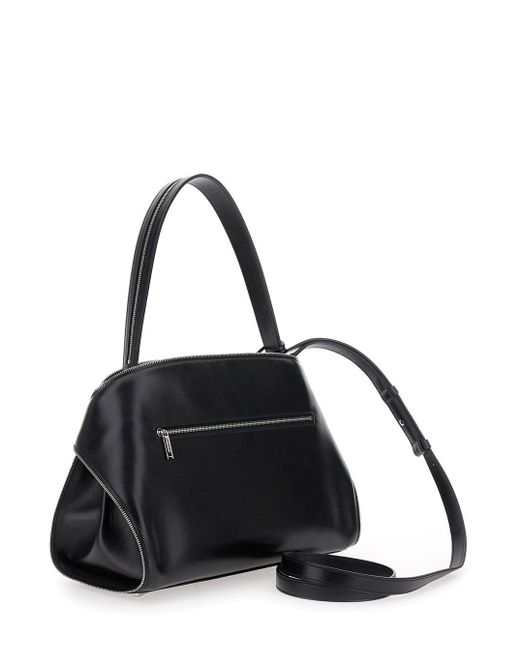 Borsa A Spalla 'Hug' Con Zip Multiple E Tracolla Regolabile di Ferragamo in Black