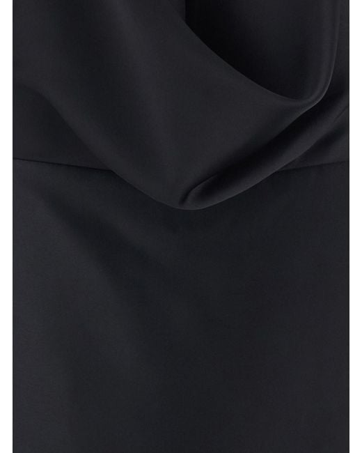 Le Plain Black Long Dress With Halterneck And Open Back