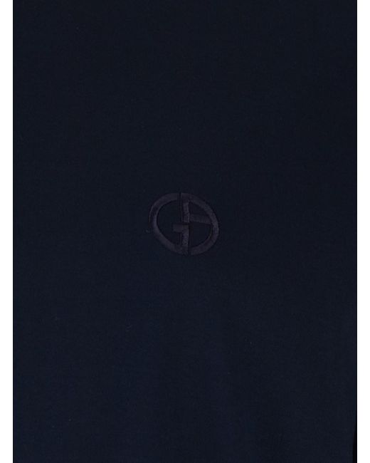 Giorgio Armani Blue Crew-Neck T-Shirt With Raised Collar for men