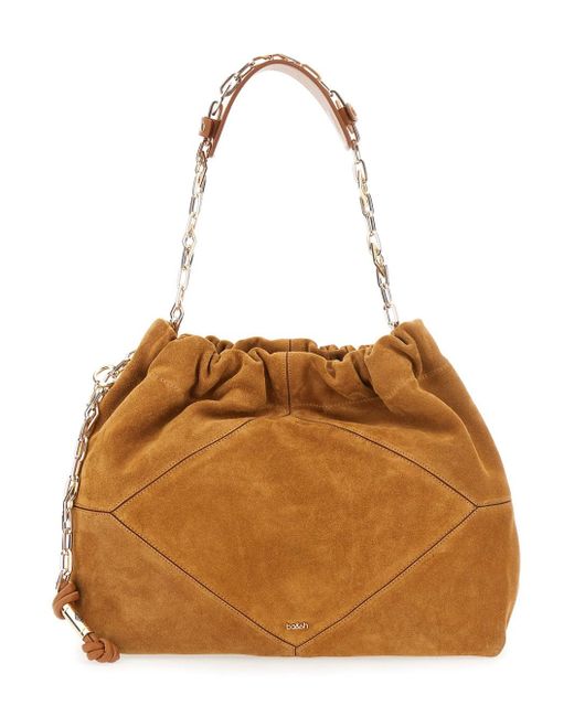 Ba&sh Brown Shoulder Bag With Chain Strap And Front Logo