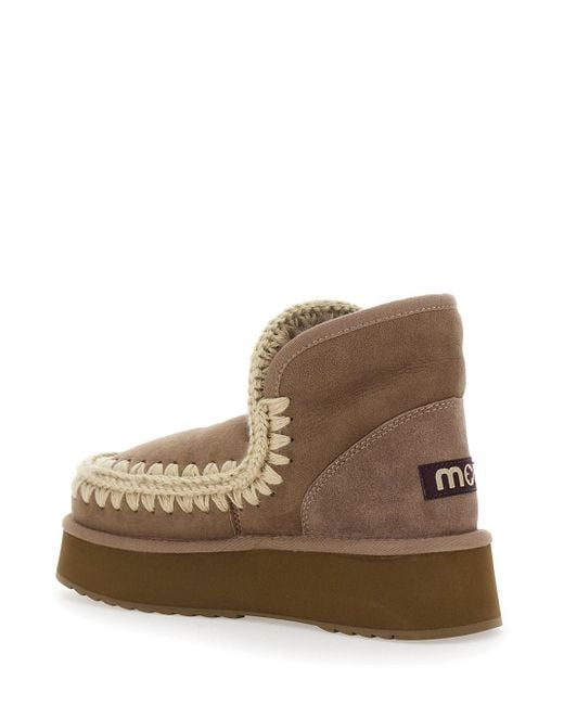 Mou Brown 'Mini Eskimo' Ankle Boots With Logo Patch On The Rear