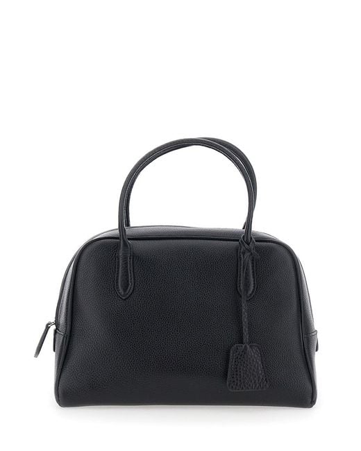 NOTHING WRITTEN Black Handbag With Leather Handles And Front Pocket