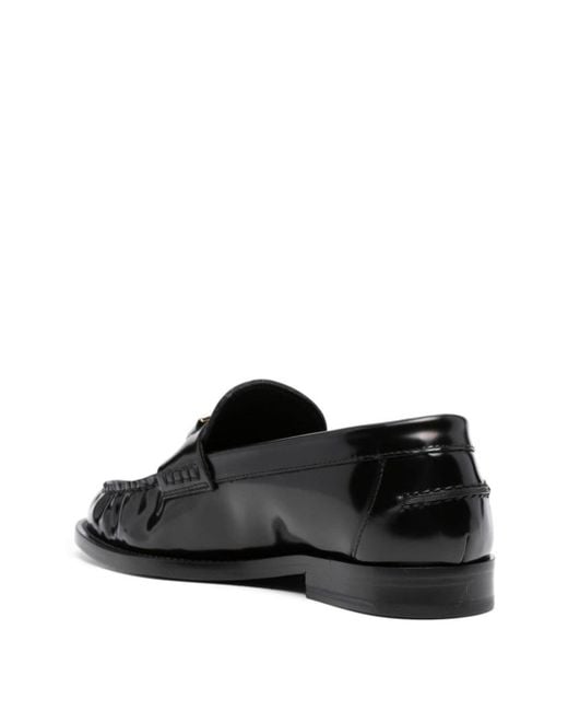 Versace Black Medusa-chain Leather Loafers