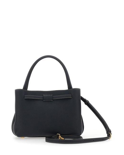 Tod's Black 'T-String' Handbag With Adjustable And Removable Shoulder