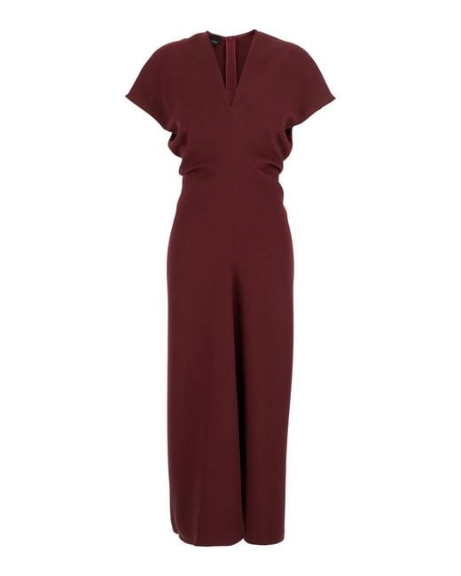 Le Plain Purple Dress With V Neck And Short Sleeves