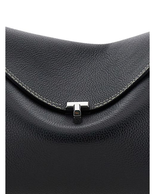 Totême Black 'T-Lock' Handbag With Adjustable And Removable Shoulder S