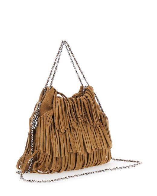 Tory Burch Brown 'Fleming Small' Shoulder Bag With Chain Strap And Fri