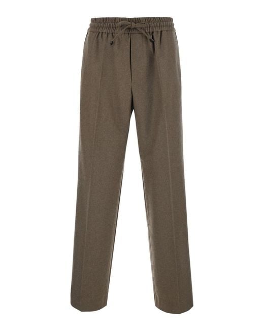 Drole de Monsieur Gray Elastic Flannel Pants With Soft Fabric And Col for men