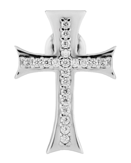 LAG World White 'Croix Arctic' Cross Shaped Earings With Crystal Em