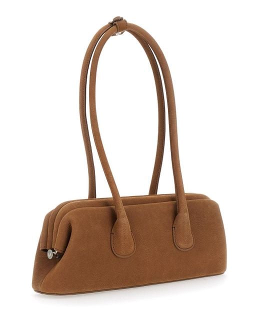 OSOI Brown 'Boat Wide Mini' Shoulder Bag With Round Handles And Logo L