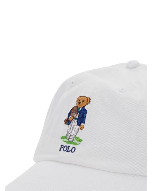Polo Ralph Lauren White Hat Baseball Cap Bear for men