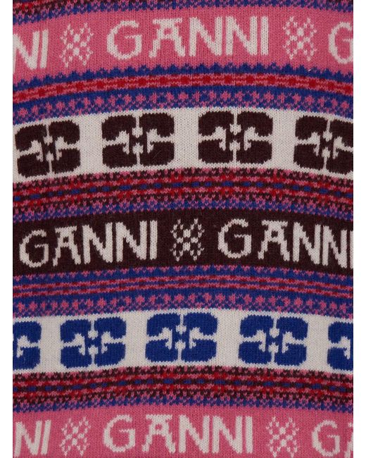 Ganni Red Knit Vest With Logo Motif