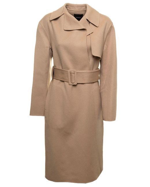 Theory Natural Wrap Trench Luxe New