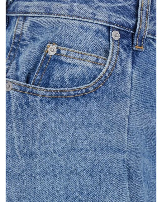 Jacquemus Blue 'Ovalo' High-Waisted Jeans With Curved Cut