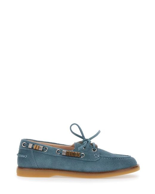 Pinko Blue Loafers Grace Suede